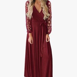 Zattcas Red Vintage Lace Maxi Dress Small NWT